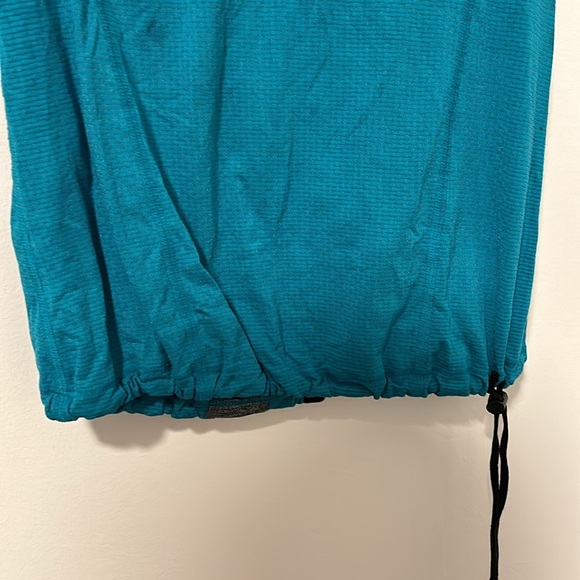 Lululemon Turquoise Gray Drawstring Ruched Short Sleeve Workout Top Size 2 - Picture 2 of 5